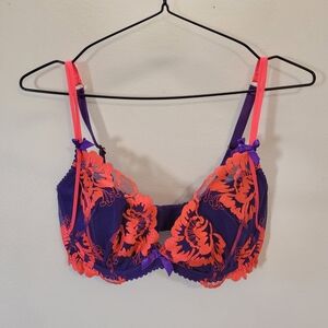 Agent Provocateur Purple and Neon Pink Lace Bra - Size 34dd